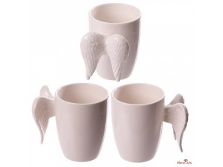 MUG EN CÉRAMIQUE BLANC – ANSE AILES D’ANGE BLANCHES